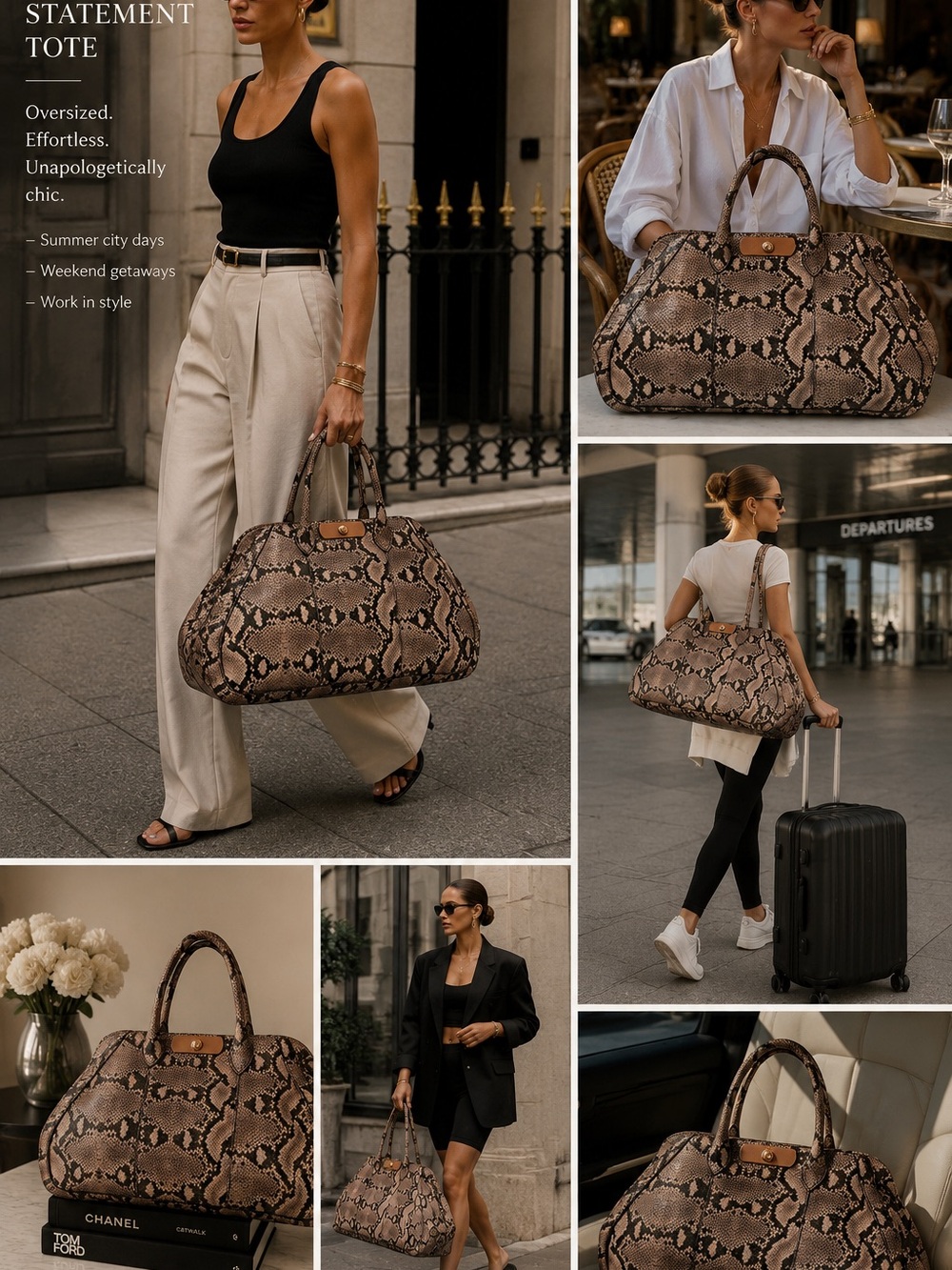 Ted Baker Pink & Black Snake-Print Tote